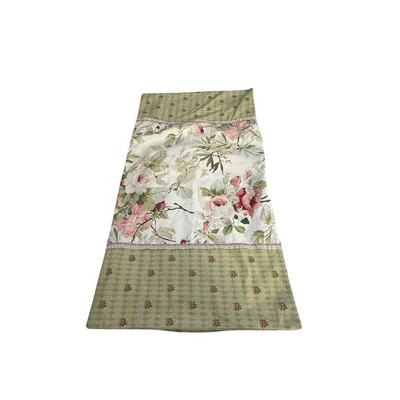 Vintage‎ Floral Queen Pillowcase Sham Green Pink Roses Cottagecore Shabby Set - Picture 6 of 12